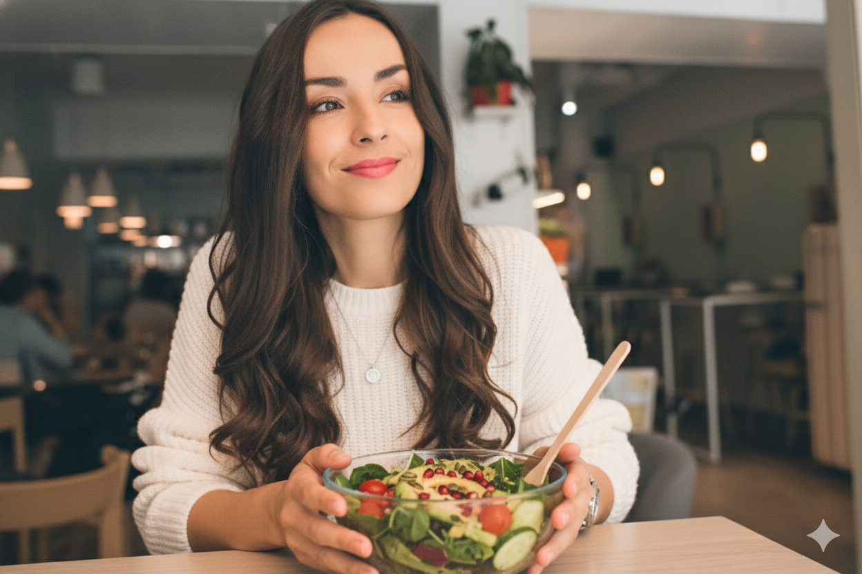 Detalle de alimentación saludable y radiante